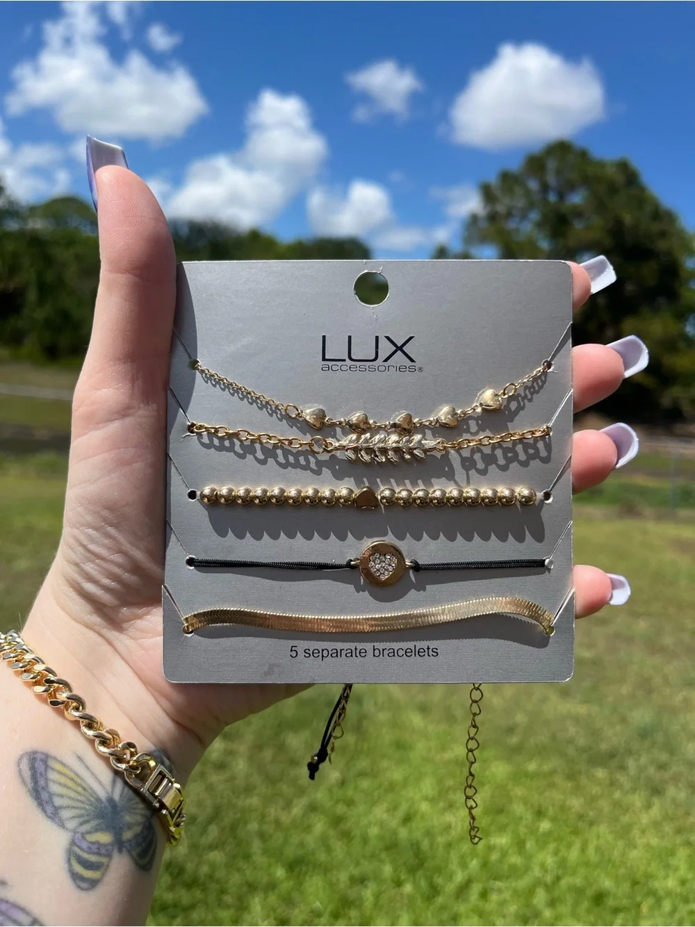 Lux Gold Tone 5-Piece Layered Bracelet Set - Picture 1 of 2